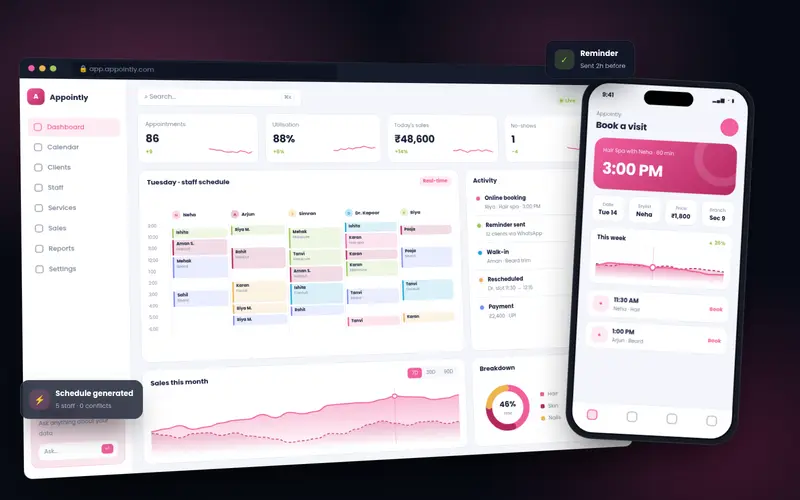 Appointment Booking Suite — Beauty, Healthcare & Services platform