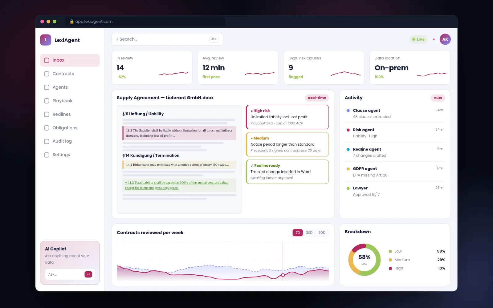 LexiAgent web dashboard