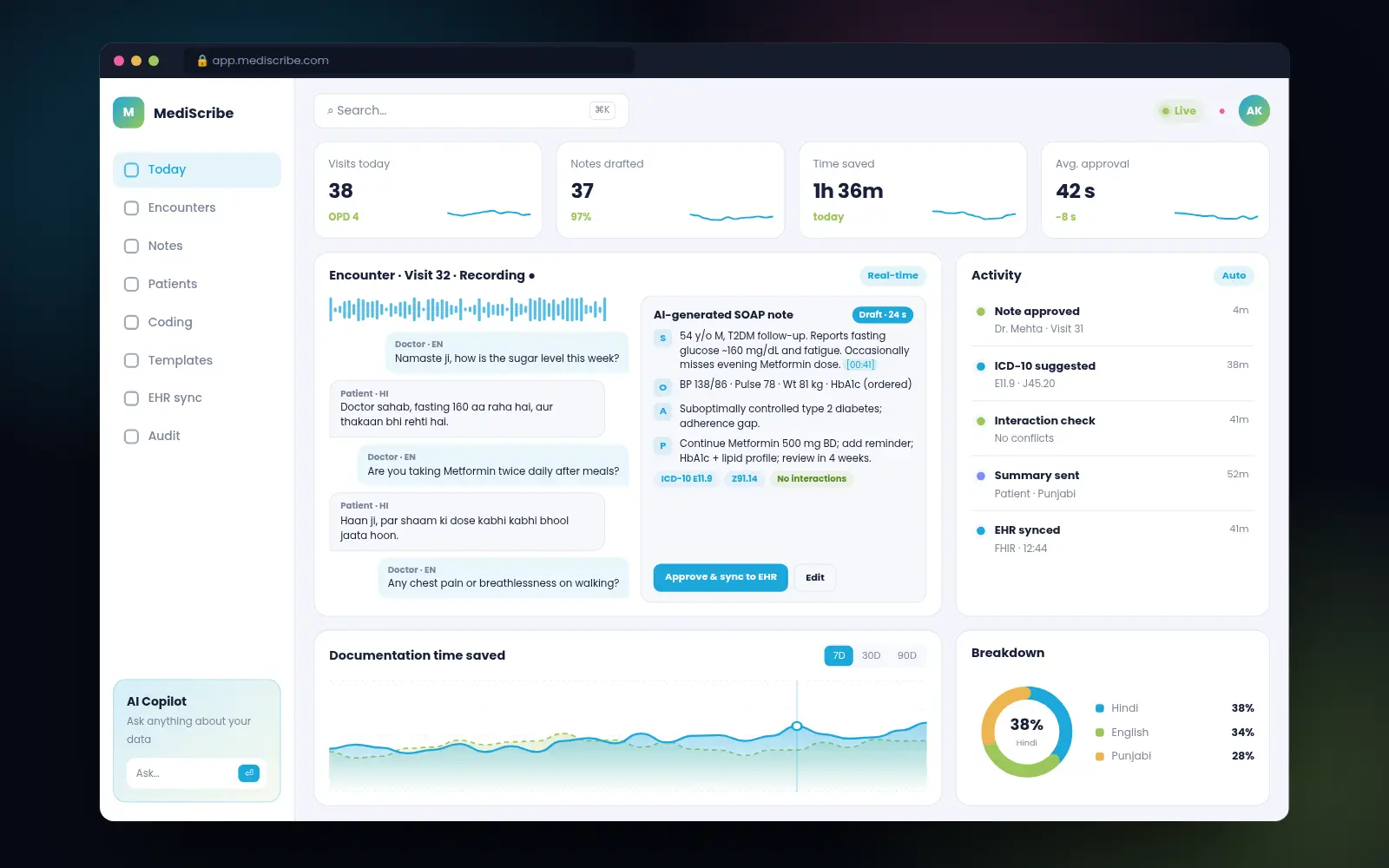 MediScribe web dashboard