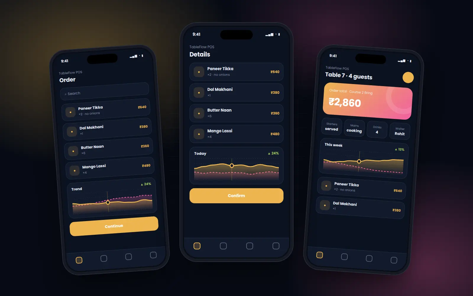 Restaurant POS Suite mobile app screens