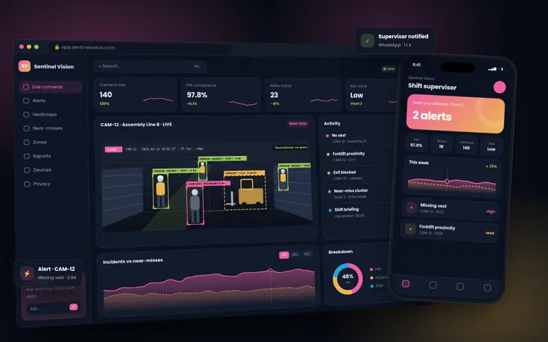 Sentinel Vision platform screens